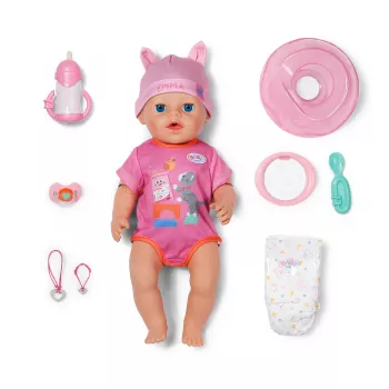 ZAPF CREATION Baby born Emma Click & Play 43cm Interactive Doll with Pink Romper and Hat