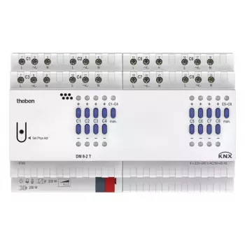 THEBEN THE DM 8-2 T KNX Universal Dimming Actuator, 8-Channel, 250 W/VA per Channel, DIN Rail