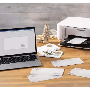 SIGEL 25 Christmas Envelopes Rustic White DIN long without Window