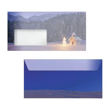 Sigel 50 Christmas Chapel Envelopes DIN Long with Self-Adhesive Closure, Multicolour, 220 x 110 mm, 80 g/m², FSC Certified