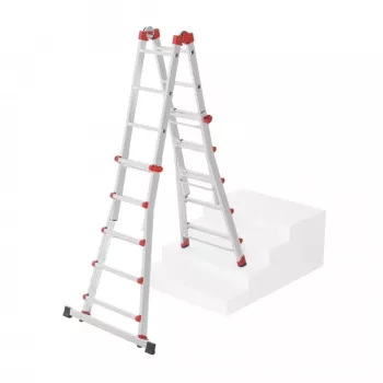 Hailo M80 4x5 Rung Ladder Multi-Purpose Combination Ladder, Aluminium, 20 Rungs, 150 kg, EN 131 Professional