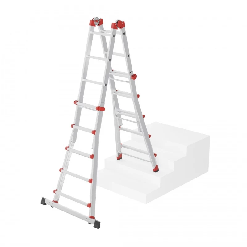 Hailo M80 4x5 Rung Ladder Multi-Purpose Combination Ladder, Aluminium, 20 Rungs, 150 kg, EN 131 Professional