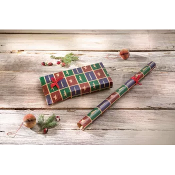 SIGEL GP122 Christmas Gift Wrap Paper Brown Cut-Out Style with Tear Strip, 5 m x 70 cm, 80 g/m², FSC Certified