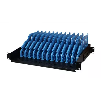 ALLNET 19 inch 3U Rackmount Tablet Storage Tray for 12 Devices, Steel, Black
