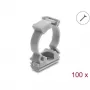 Delock Cable Sleeve Holder with Locking Clip, Screwable for 25 mm Cable Protection Hose, 100 Pieces, Grey