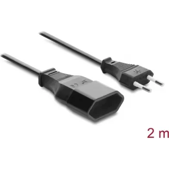Delock Euro Plug Extension Cable CEE 7/16 Male to Female 2 x 0.75 mm², 2 m, Black