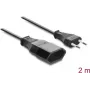 Delock Euro Plug Extension Cable CEE 7/16 Male to Female 2 x 0.75 mm², 2 m, Black