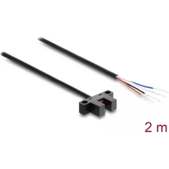 Delock Forked Light Barrier 5 mm Type K with 4 x Open Cable Ends PNP L/D Switchable 2 m