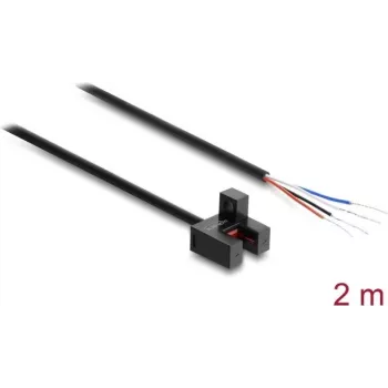 Delock Forked Light Barrier 5 mm Type F with 4 x Open Cable Ends PNP L/D Switchable 2 m