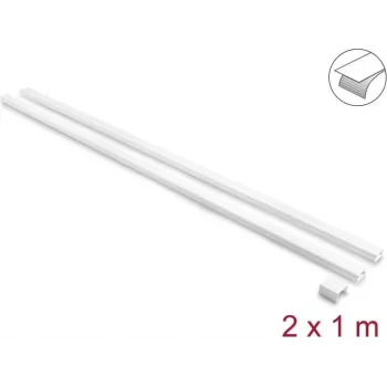 Delock Self-Adhesive Cable Duct with Sliding Lid 24 x 14 mm incl. Connector - 1 m Length, 2-Pack, White