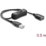 Delock USB Power Extension Cable Type-A Male to Female with Switch 0.5 m Black