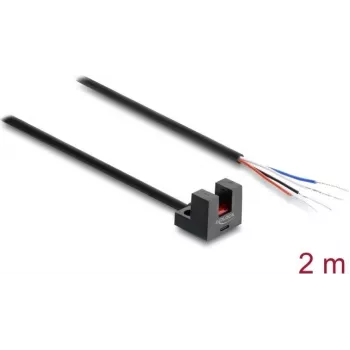 Delock Fork Light Barrier 5 mm Type L with 4 Open Cable Ends NPN L/D Selectable 2 m