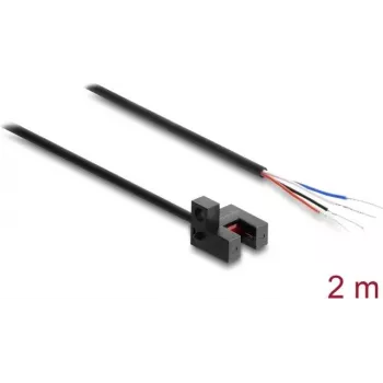 Delock Fork Light Barrier 5 mm Type R with 4 Open Cable Ends NPN L/D Switchable 2 m