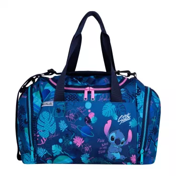McNeill Disney Stitch Sports Bag, 20L, Blue Multicolour Print, Water-Repellent Polyester, Reinforced Base, Adjustable Shoulder Strap