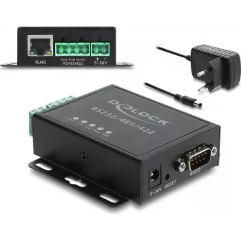Delock Ethernet LAN Converter to RS-232/RS-485/RS-422 and Modbus RTU/TCP Gateway with 1.5 kV Isolation