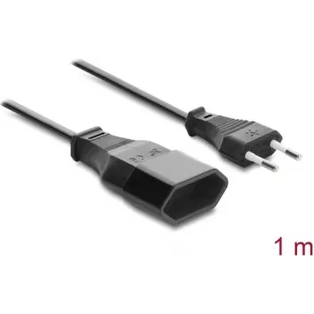 Delock Europlug Extension Cable CEE 7/16 Male to Female 2 x 0.75 mm², 1 m, Black