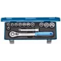 GEDORE 1/2 Inch Drive Metric Socket Set, 13-Piece, 6-Point, 10-32 mm, with Ratchet, Extensions and Universal Joint, in Steel Case