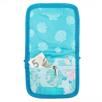 McNeill Neck Pouch ARIELLE – Disney The Little Mermaid, Blue/Purple, Adjustable Strap, ID Window