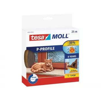TESA Bronze P-Profile EPDM Foam Rubber Draught Excluder Sealing Strip 25 m