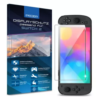 PEDEA Tempered Glass Screen Protector for Nintendo Switch 2 (2025) - 9H Hardness, HD Clarity, Bubble-Free, 2.5D Edges
