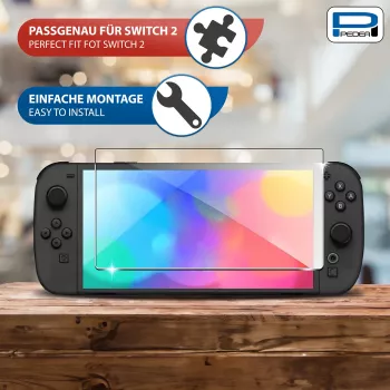 PEDEA Tempered Glass Screen Protector for Nintendo Switch 2 (2025) - 9H Hardness, HD Clarity, Bubble-Free, 2.5D Edges