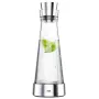 EMSA Flow Slim Glass Carafe 1.0L with Cooling Element, Borosilicate Glass, Drip-Free CloseUp Lid, Transparent/Silver