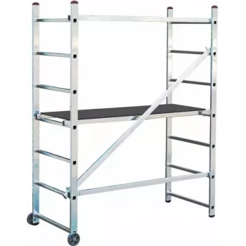 KRAUSE CORDA Scaffolding Mini Height 3m Aluminium Mobile Scaffold Tower with 4 Swivel Castors, Platform 1500x600mm, Load Class 2, EN 1004