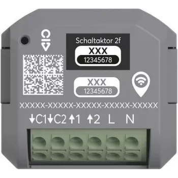 ABB free@home 2-Channel Flush-Mounted Switching Actuator 62821 U-WL, 230 V AC, 10 A per Channel, 868 MHz RF, Manual Override, IP20