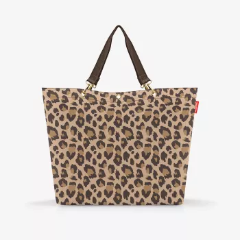 Reisenthel Shopper XL Leo Macchiato – Large Recycled PET Shopping Bag with Leopard Print, 35 L
