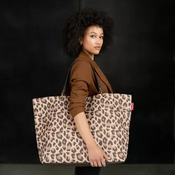Reisenthel Shopper XL Leo Macchiato – Large Recycled PET Shopping Bag with Leopard Print, 35 L