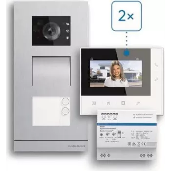 ABB Welcome Basic 2-Wire Video Intercom Set for Two-Family House, 4.3 inch Monitor, White