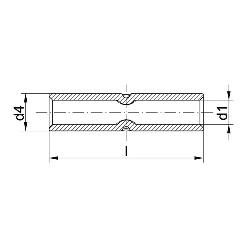 Klauke 27R Tube Crimp Connector for 70 mm² Copper Conductors, Tinned, 60 mm Length