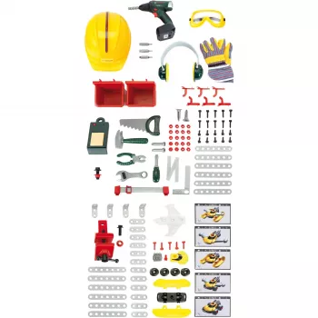 THEO KLEIN Bosch Werkbank XL Toy Workbench (Green/Grey) - 79-Piece Kids Tool Bench with Vise and Storage