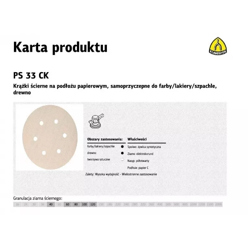 KRAUSE KLINGSPOR PS 33 CK 150 mm P60 GLS3 Multi-Hole Abrasive Discs, 100 Pack