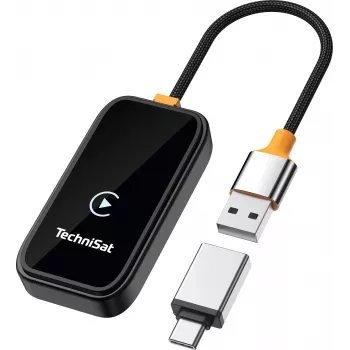 TechniSat Technicast 100 Wireless CarPlay & Android Auto Adapter – Black, USB-C, Plug & Play