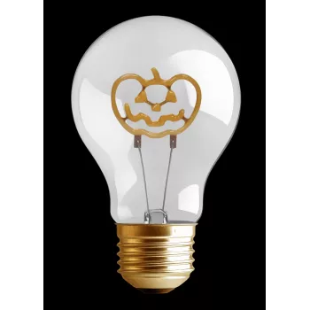 SYNERGY21 LED Retrofit Decorative Bulb A68 Halloween Pumpkin Rechargeable Flickering Flame Warm White