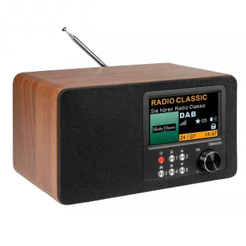 Albrecht DR 863 DAB+ FM Digital Radio with Bluetooth, Wooden Housing, Colour Display, Rechargeable Battery