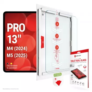 E.V.I. DISPLEX Tablet Real Glass Screen Protector for Apple iPad Pro 13 (2024/2025) - 9H Tempered Glass, Ultra-Clear, 2.5D Rounded Edges, Oleophobic Coating, Bubble-Free Installation