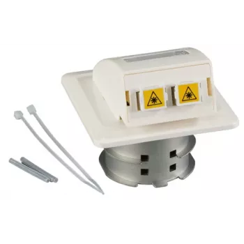 EFB Elektronik FTTH-OUTLET-LC-OM3 Flush-Mount Fiber Optic Wall Outlet, 2x LC-Duplex OM3 Multimode, Pure White