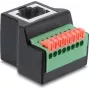 Delock RJ45 Female to 8-Pin Terminal Block Adapter, 90° Angled, Push Button, Black