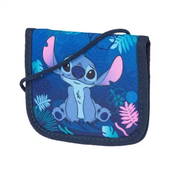 McNeill Disney Stitch Chest Pouch Blue - Kids' Neck Wallet with Zipper & Velcro Pockets