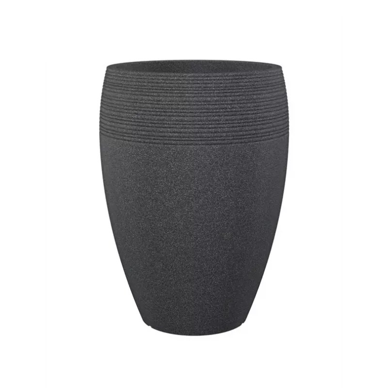 Emsa Landhaus Flower Pot 283/65 Black-Granite D47 – 47 cm Round Planter, 38 L, UV & Frost Resistant, Indoor/Outdoor