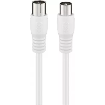 Goobay Coaxial Antenna Cable, Class A+ Shielding >85 dB, Double Shielded, 75 Ohm, 1.5 m, White, Coax Male to Coax Female