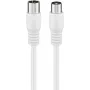 Goobay Coaxial Antenna Cable, Class A+ Shielding >85 dB, Double Shielded, 75 Ohm, 1.5 m, White, Coax Male to Coax Female