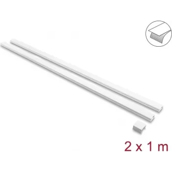 Delock Self-Adhesive Cable Duct with Sliding Lid 30 x 14 mm incl. Connector - 1 m, 2-Pack, White