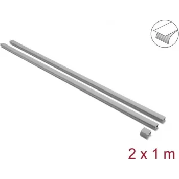 Delock Self-Adhesive Cable Duct with Sliding Lid 24 x 14 mm, 1 m, 2-Pack, Grey, incl. Connector