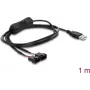 Delock USB Type-A Male to 2 x 4 Pin Fan Connector Cable with On/Off Switch, 1 m, Black
