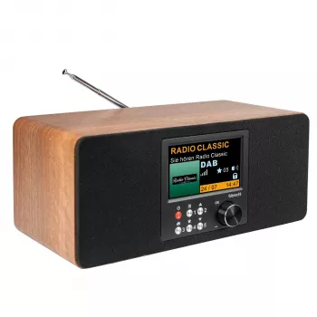 Albrecht DR 864 Stereo DAB+ FM Radio with Bluetooth, Wooden Cabinet, 2x7W RMS, 2.4 inch TFT Color Display, Dual Alarm, AUX-in, Headphone Jack, USB Charging, Remote Control