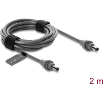 Delock DC 5.5 x 2.1 mm Male to DC 5.5 x 2.1 mm Male Power Cable for Starlink Mini, 2 m Grey