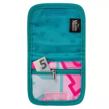 McNeill Disney Minnie Mouse Kids' Neck Pouch with ID Window and Coin Pocket, Pink/Red